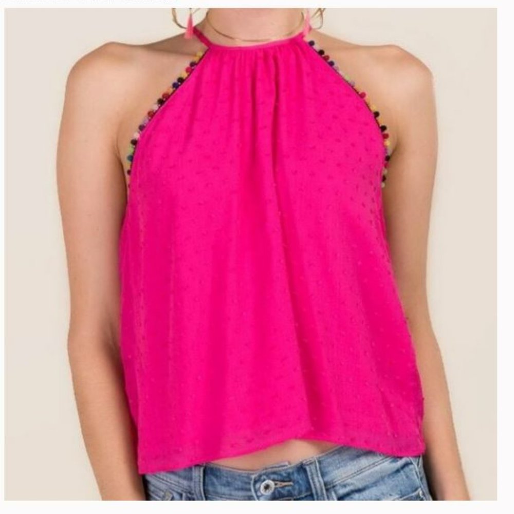 Franecas's miami Rainbow Pom-Pom Tank Top